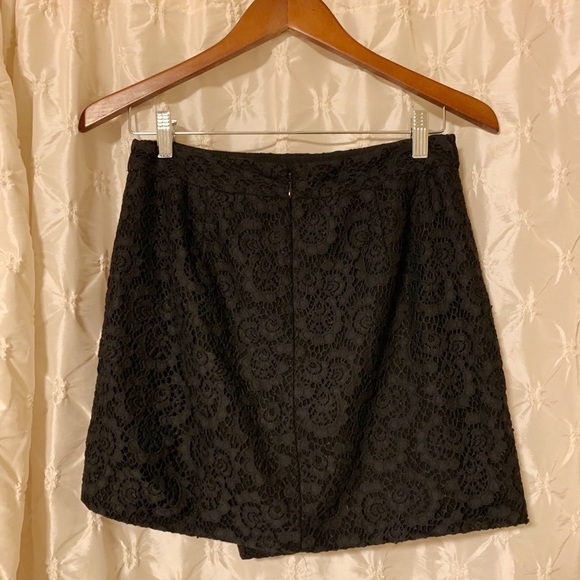 Madewell Black Lace Asymmetrical Split Skirt Faux Wrap Mini - Picture 3 of 10
